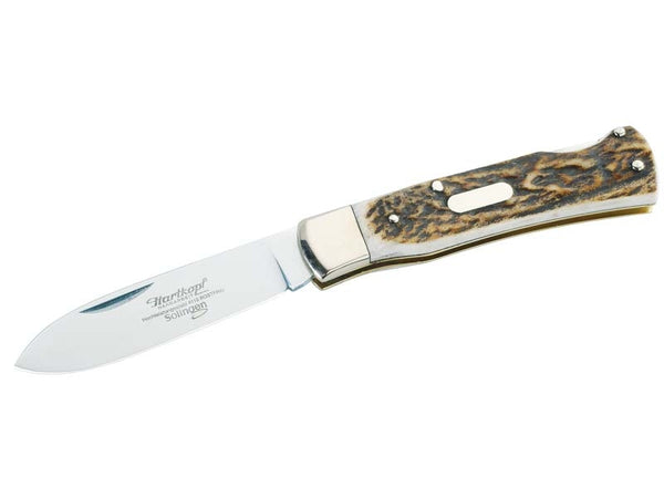 Hunting pocket knife with deer horn handle