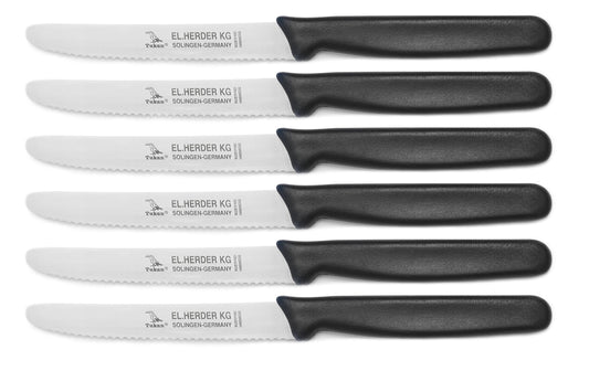 Set 6pcs breakfast knives PPN plastic with shaft, handle black