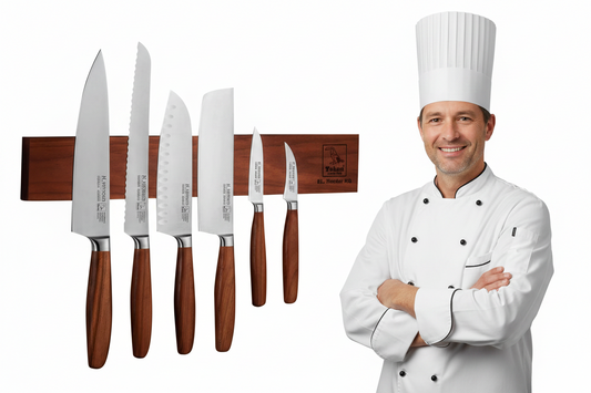 Knife set 7pcs Eterno, plum wood, forged, with magnetic bar