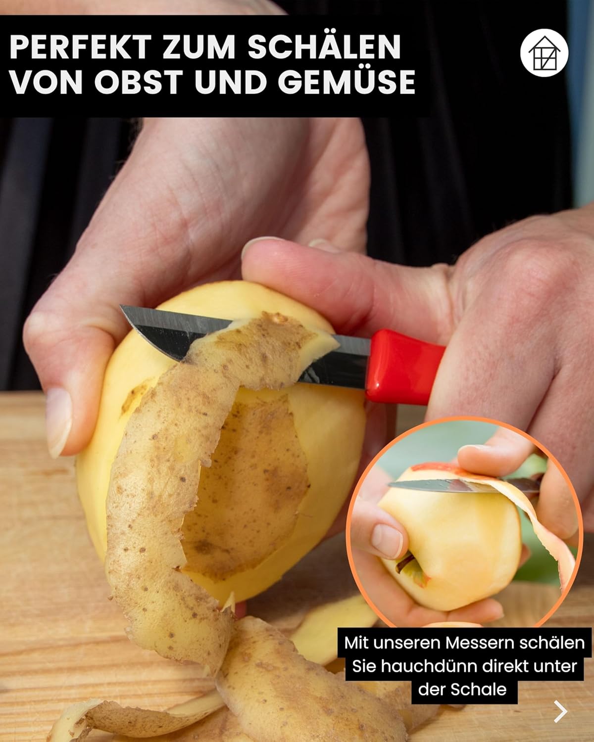 Küchenmesser Set 6tlg, gerade Klinge, Klingenlänge 6cm