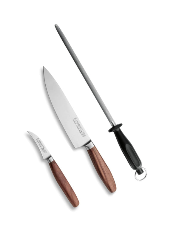 Kochmesser Set, Basisausstattung, 3tlg., Eterno, Pflaumenholz geschmiedet