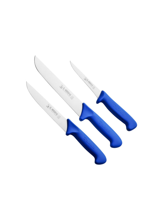 Set de couteaux de boucher/d'abattage 3 pièces, Profigrip, antidérapant