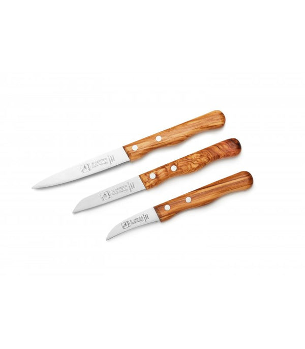 Set 3pcs kitchen knives olive wood
