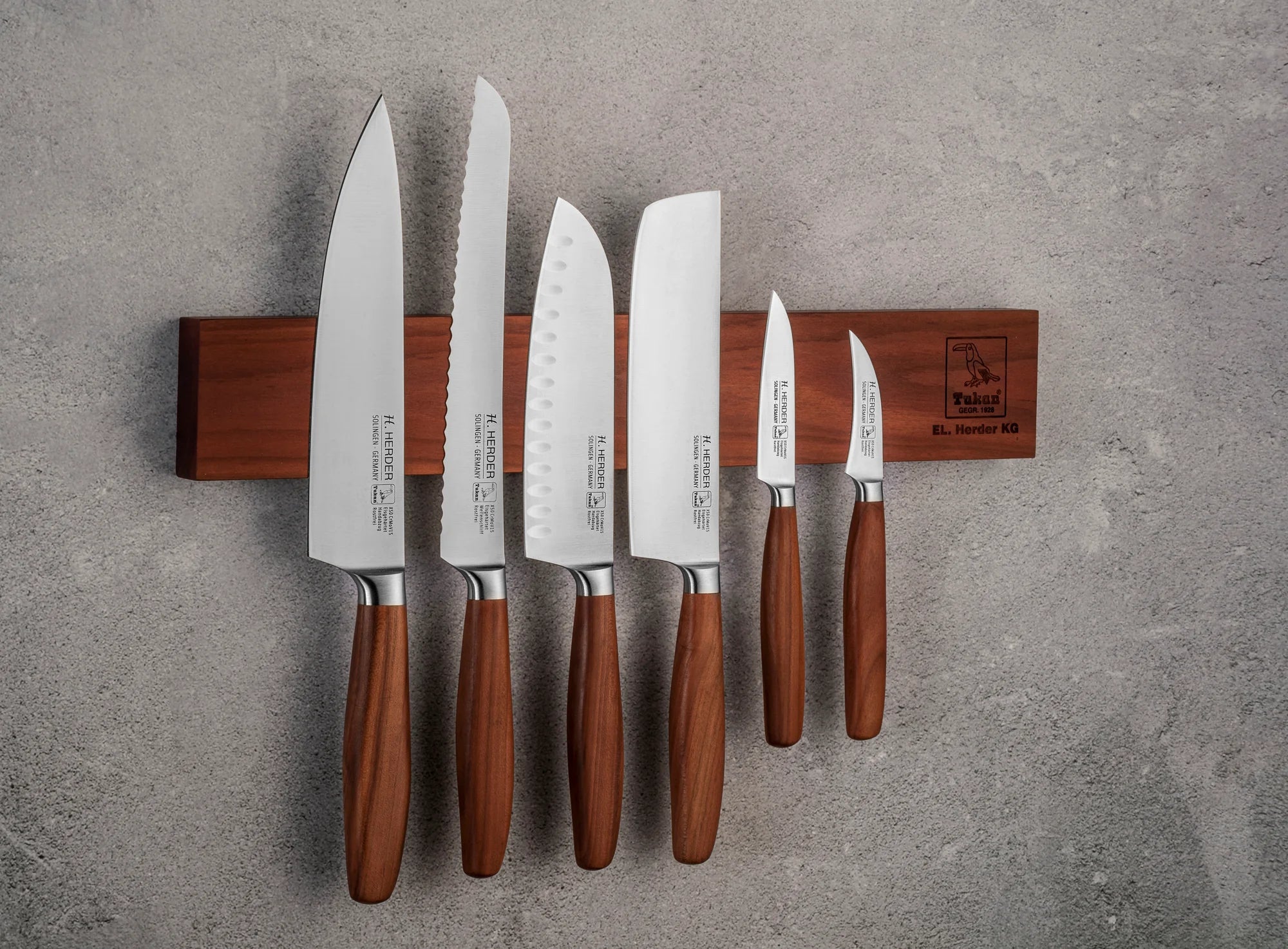 Knife set 7pcs Eterno, plum wood, forged, with magnetic bar