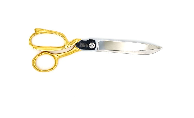 Tailor scissors / fabric shears gold-plated handles, total length 23cm