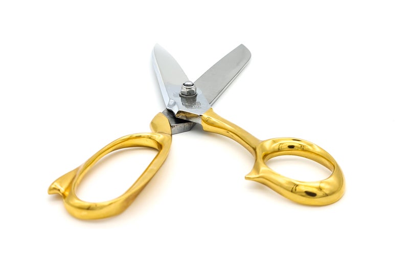 Tailor scissors / fabric shears gold-plated handles, total length 23cm