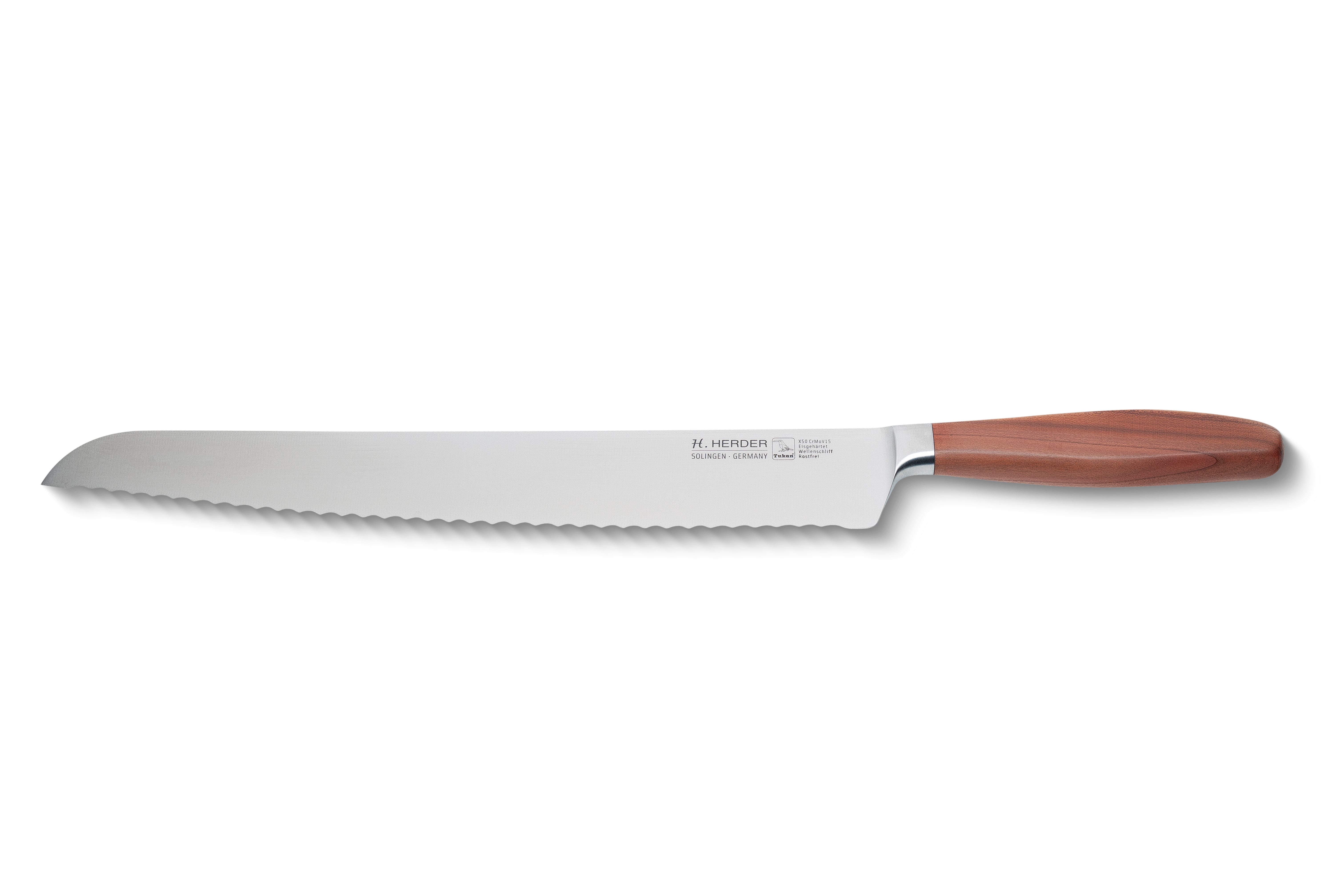 Bread knife Eterno, plum wood, blade length 32cm, forged