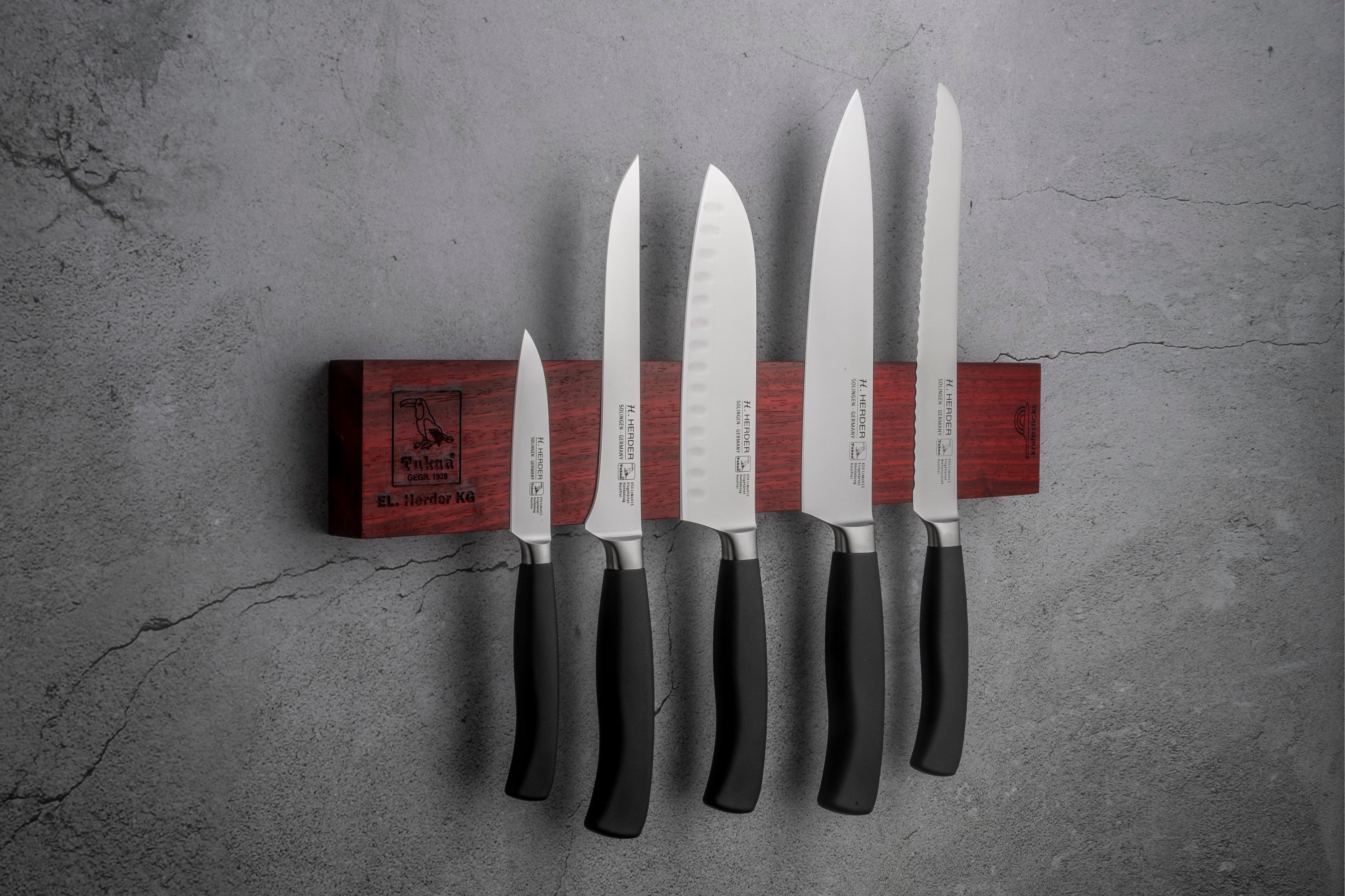 Knife set 6pcs Eterno, Gastro PPN black, forged, with magnetic bar