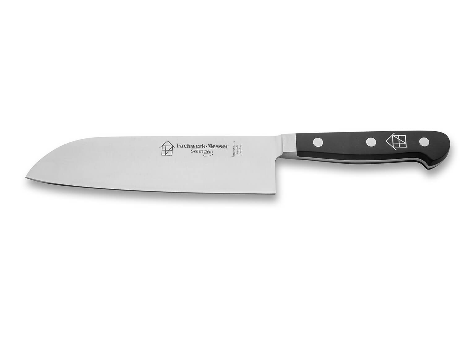 FACHWERK Santoku knife Elite, blade 18cm, POM black