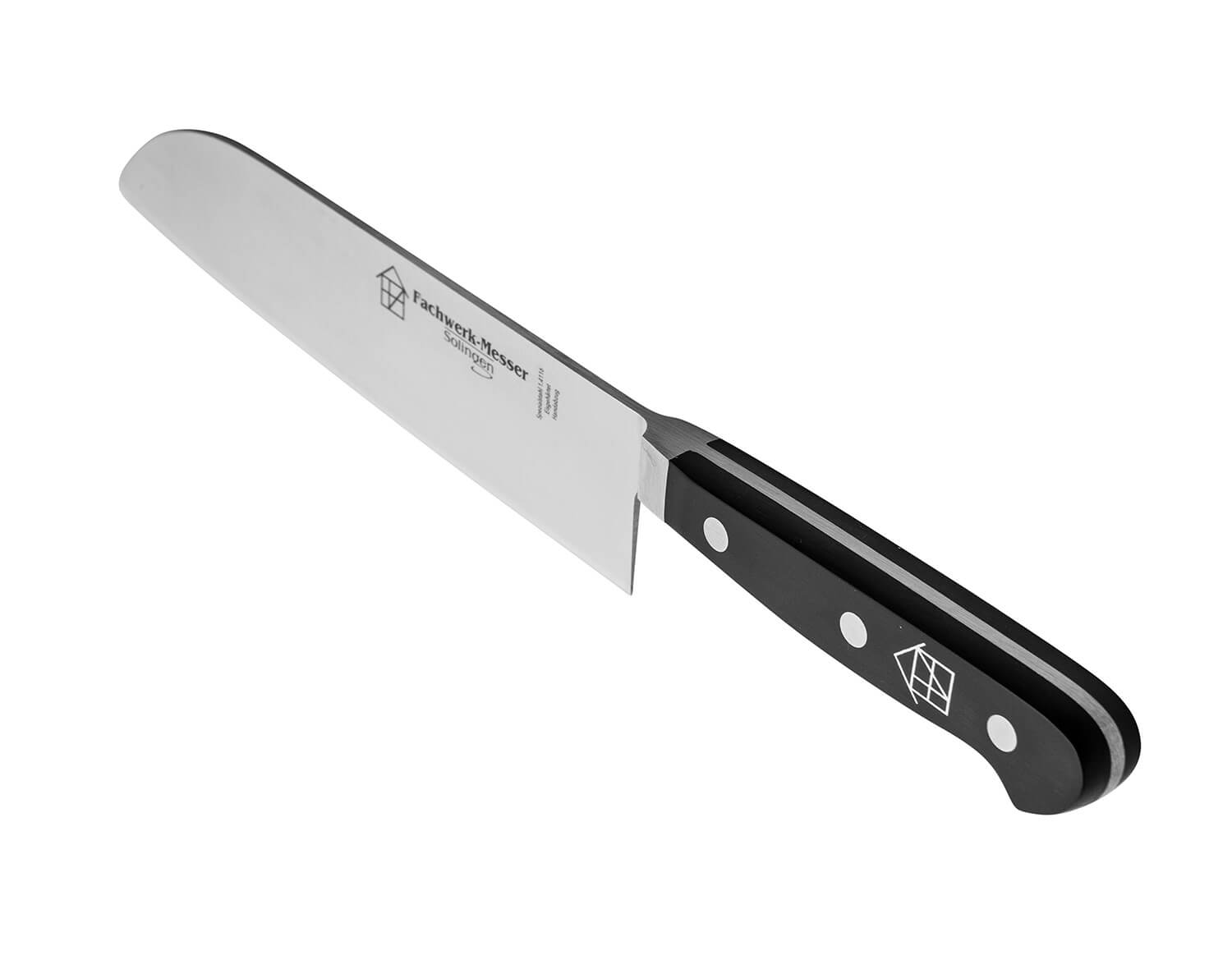 FACHWERK Santoku knife Elite, blade 18cm, POM black