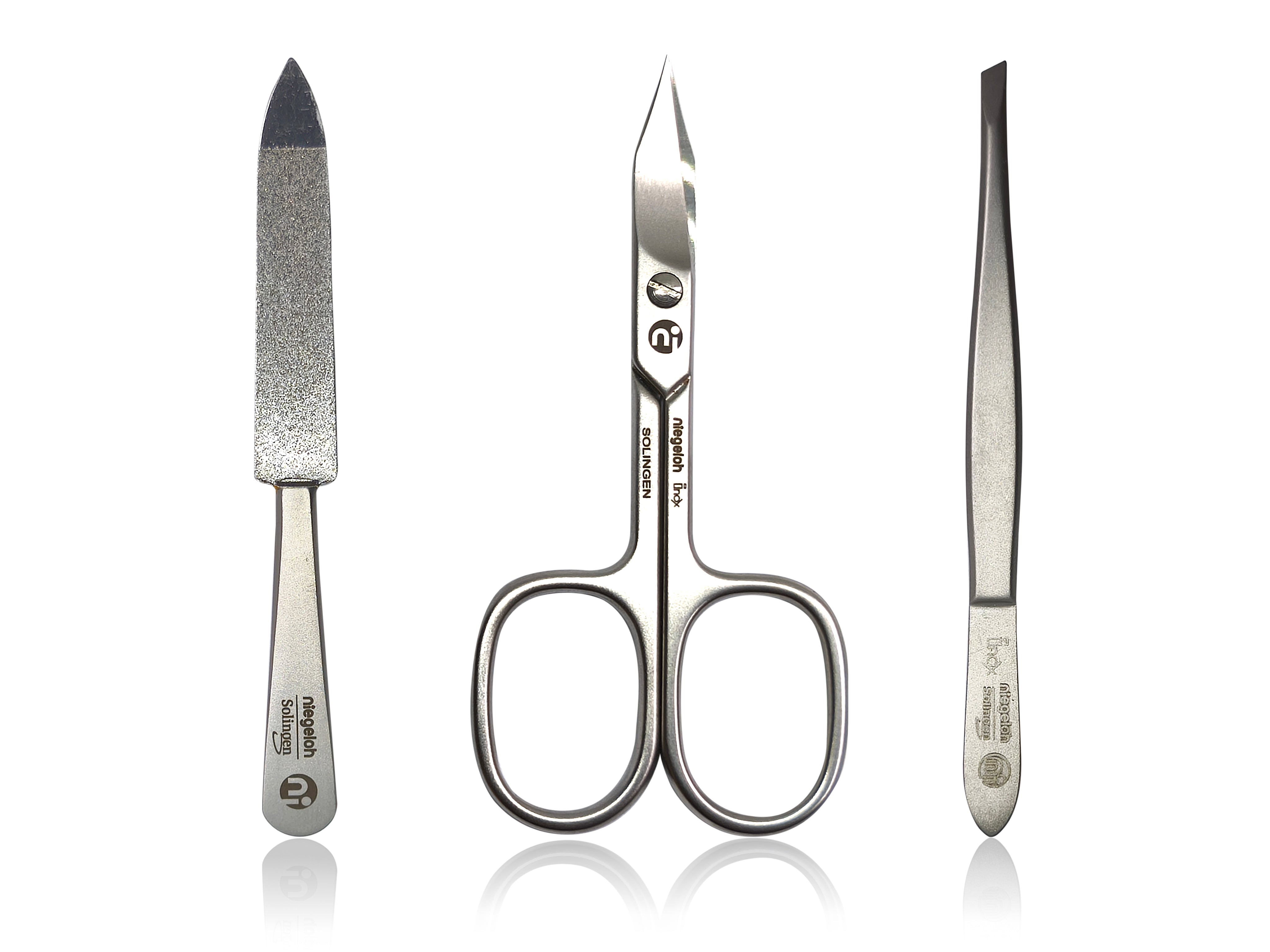 3-piece stainless steel manicure set, leather case