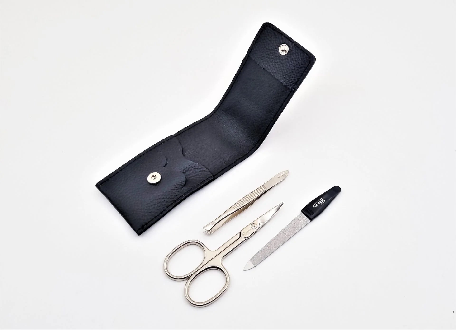 Leather nail case nail scissors tweezers sapphire file