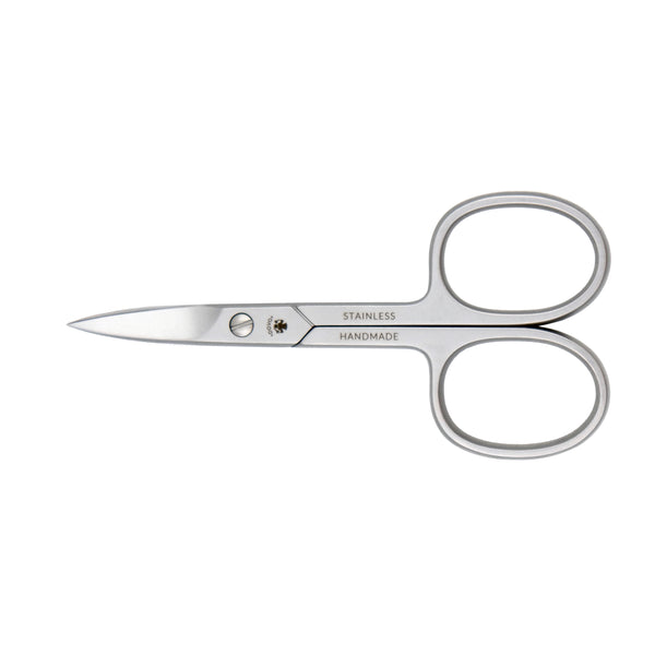 Nail scissors, stainless, one cutting edge serrated