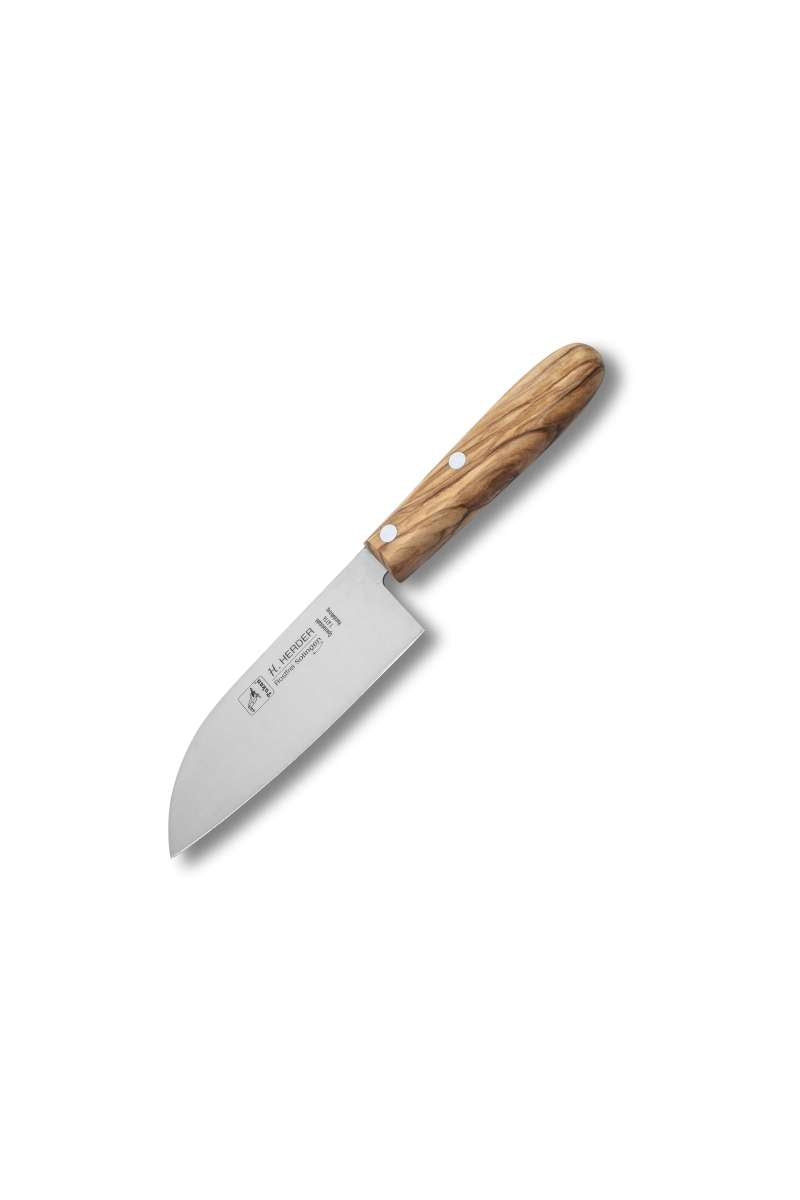 Mini cuchillo santoku, 13,5 cm con mango de madera de olivo
