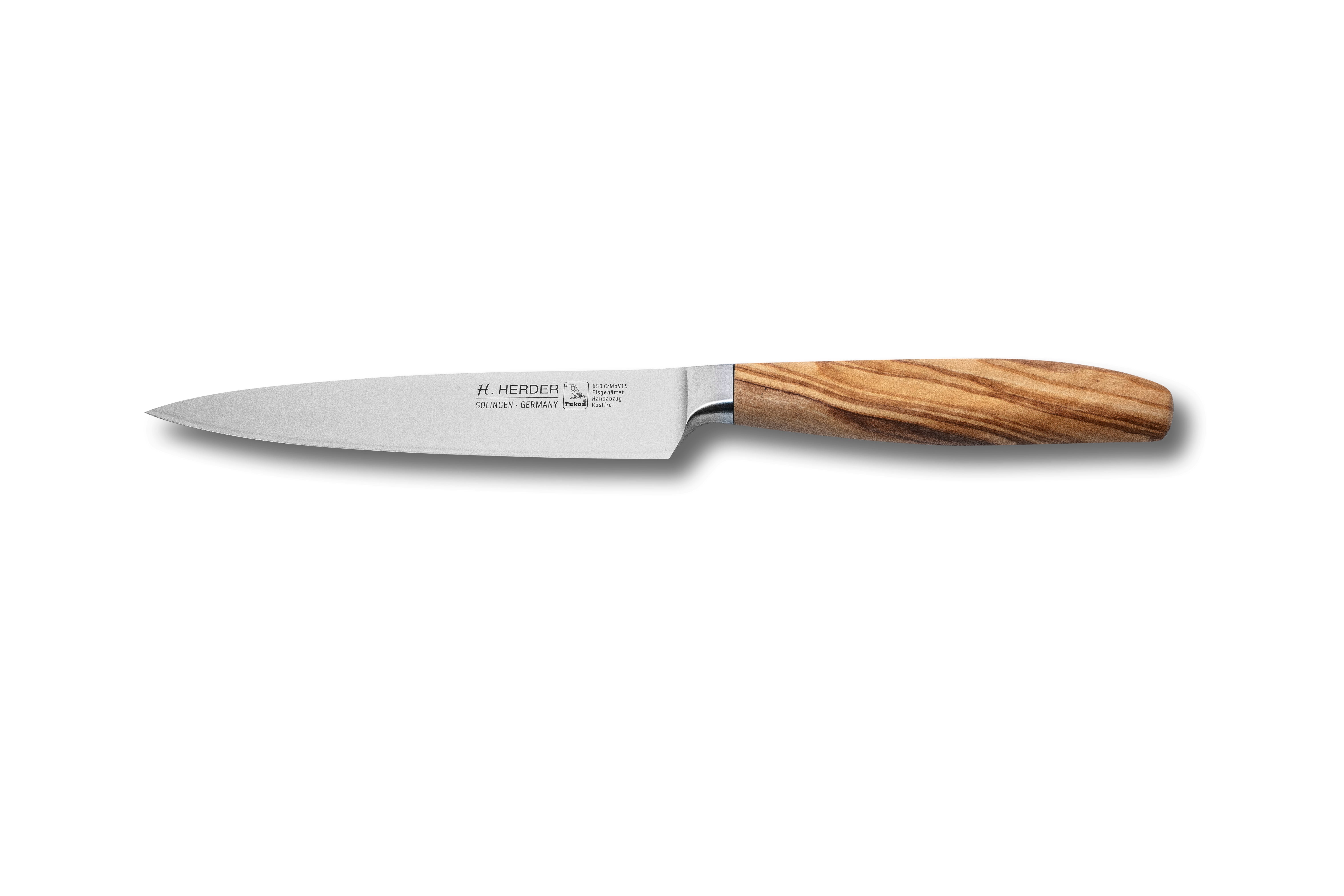 Cuchillo jamonero Eterno, madera de olivo, longitud de la hoja 16cm, forjado