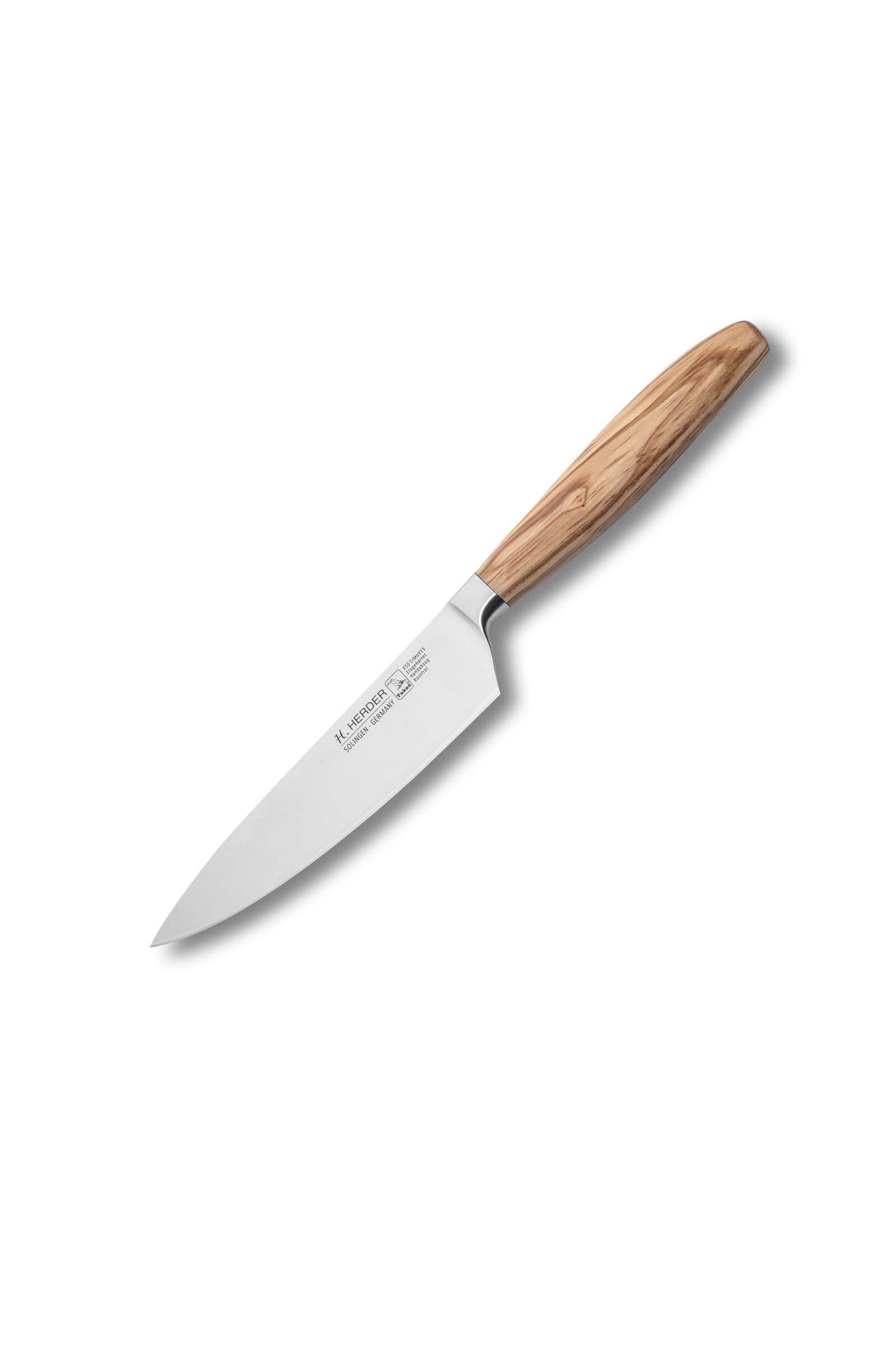 Couteau de chef Eterno, bois d'olivier, longueur de lame 16cm, forgé