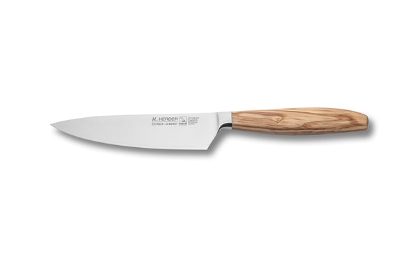Couteau de chef Eterno, bois d'olivier, longueur de lame 16cm, forgé