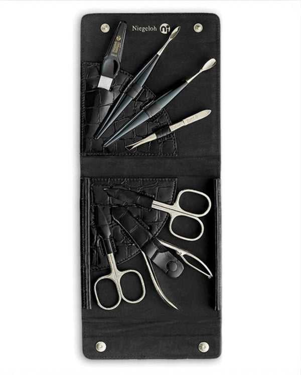 Set de manucure et pédicure Crocodile, noir, 7 pcs.