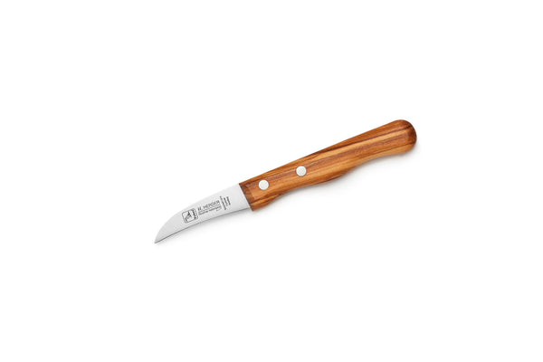 Couteau de cuisine manche en bois d'olivier 6 cm courbé