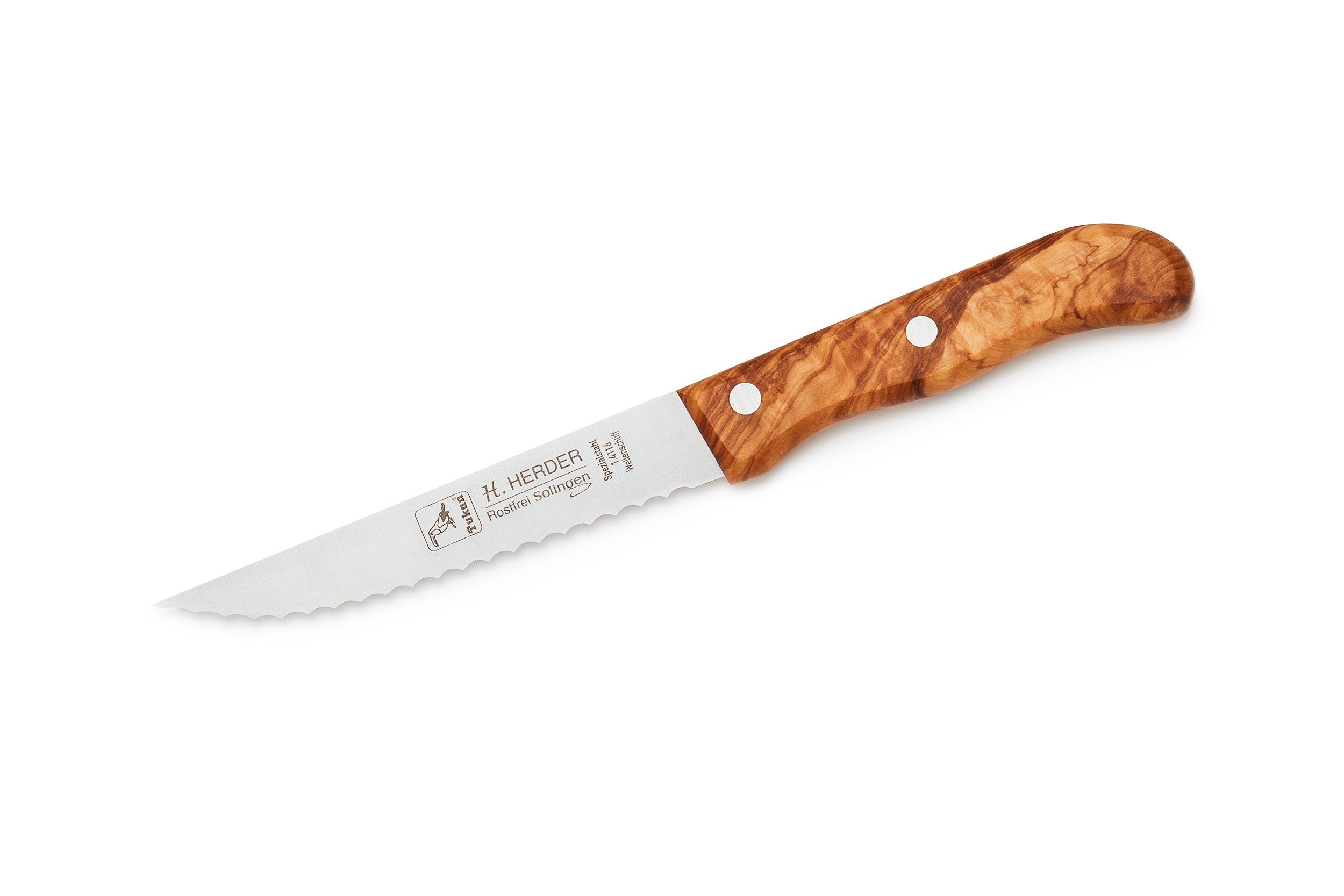 Couteau de ménage manche en bois d'olivier 12 cm vague