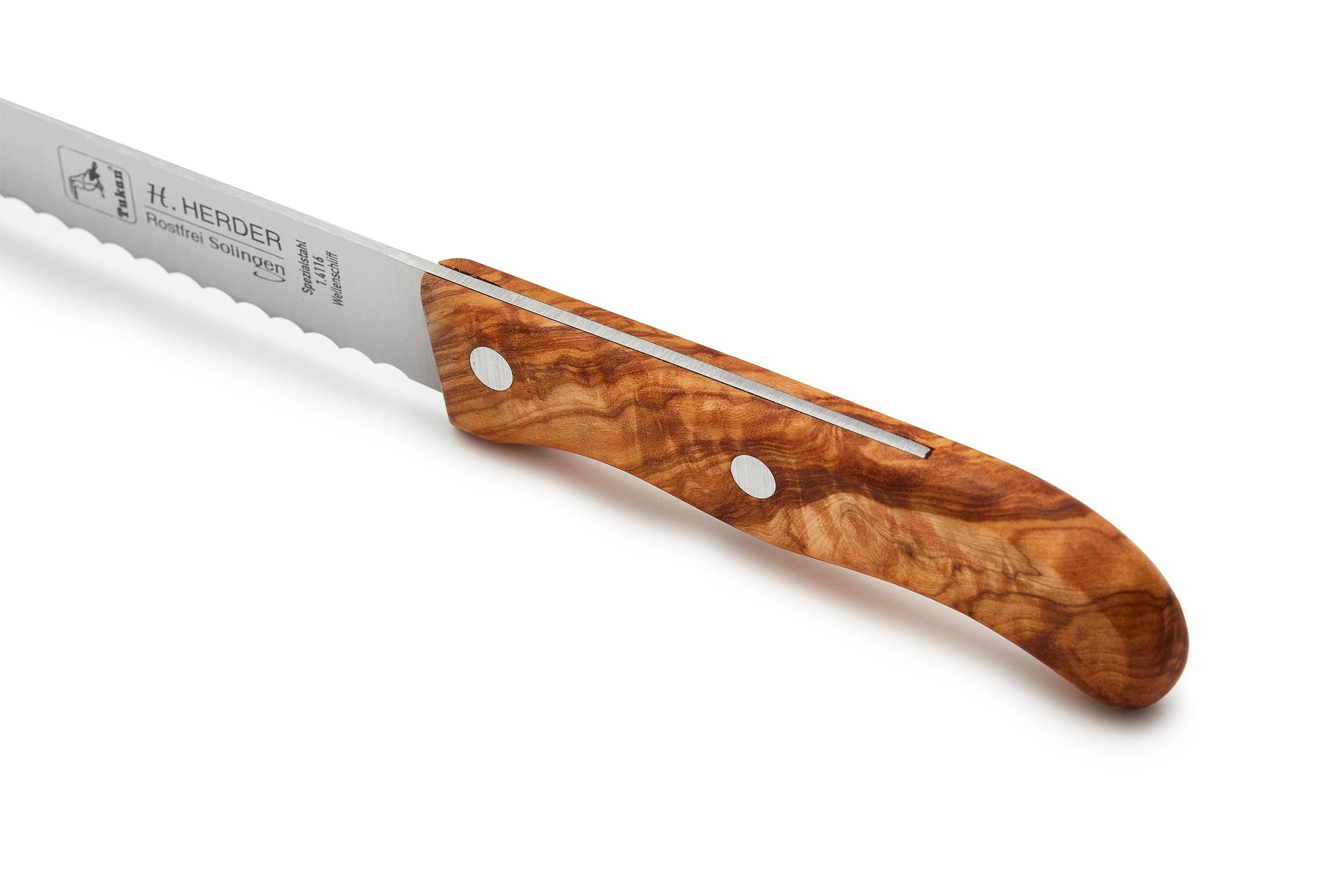 Couteau de ménage manche en bois d'olivier 12 cm vague