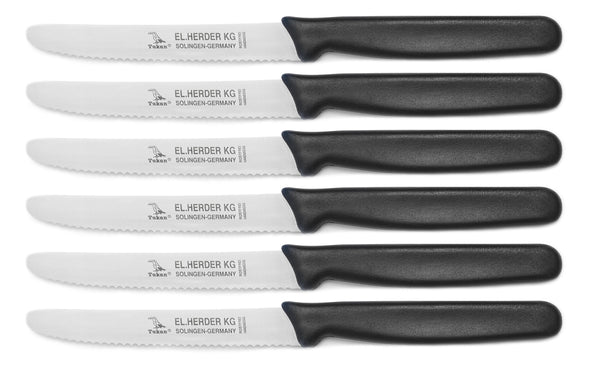 Set de 6 couteaux à petit-déjeuner PPN plastique avec vague, manche noir