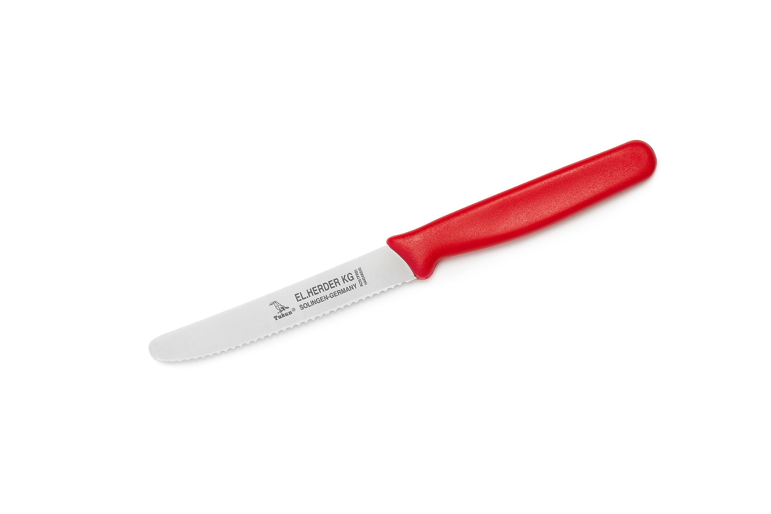 Set 6 pcs. couteau à déjeuner PPN plastique avec vague, manche rouge