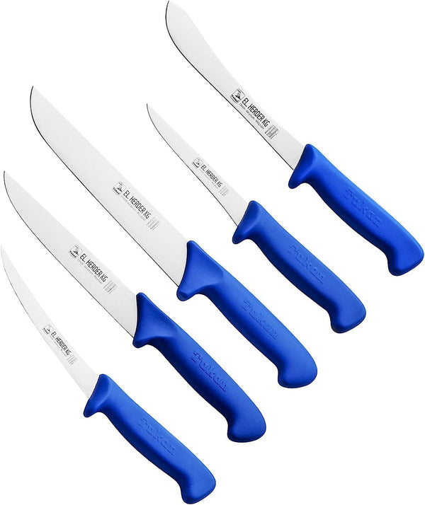Set de couteaux de boucher/d'abattage 5 pièces, Profigrip, antidérapant