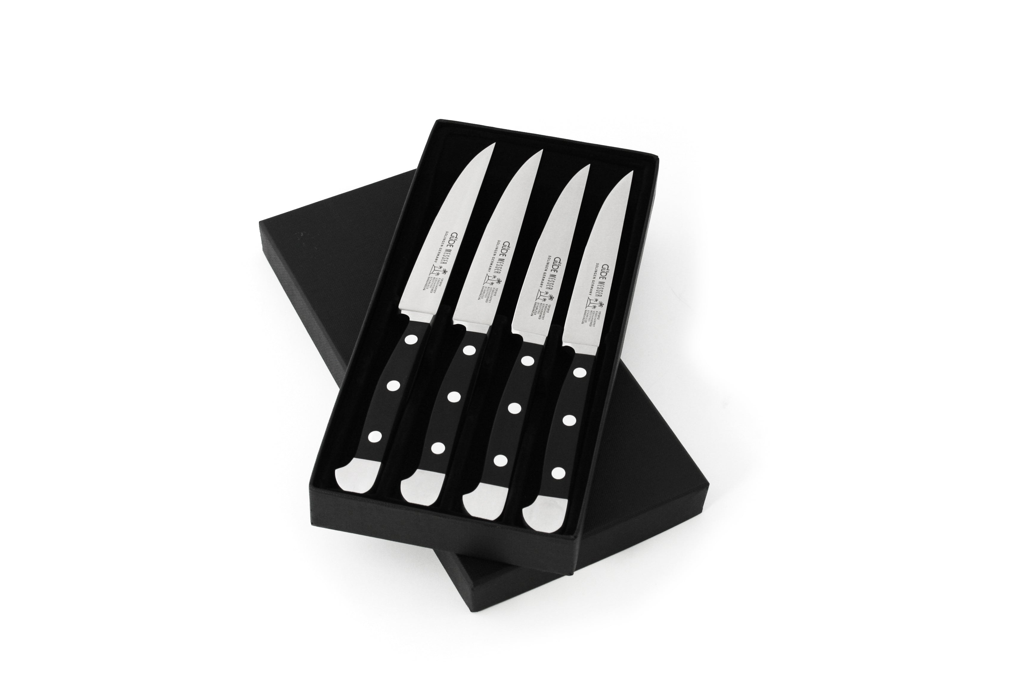 4 couteaux à steak, longueur de lame 12 cm dans un carton cadeau