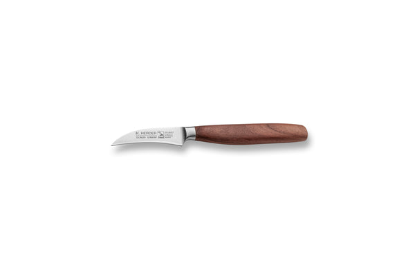 Couteau à éplucher Eterno, bois de prunier, longueur de lame 7cm, forgé, courbé